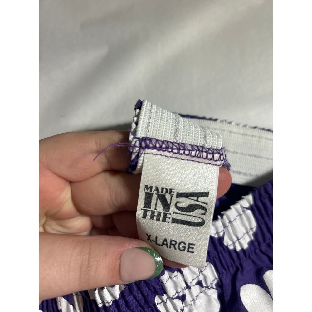Paw Print Pants XL Purple White Joggers Made in USA Wildcats Tigers Bears Dogs - Picture 9 of 9